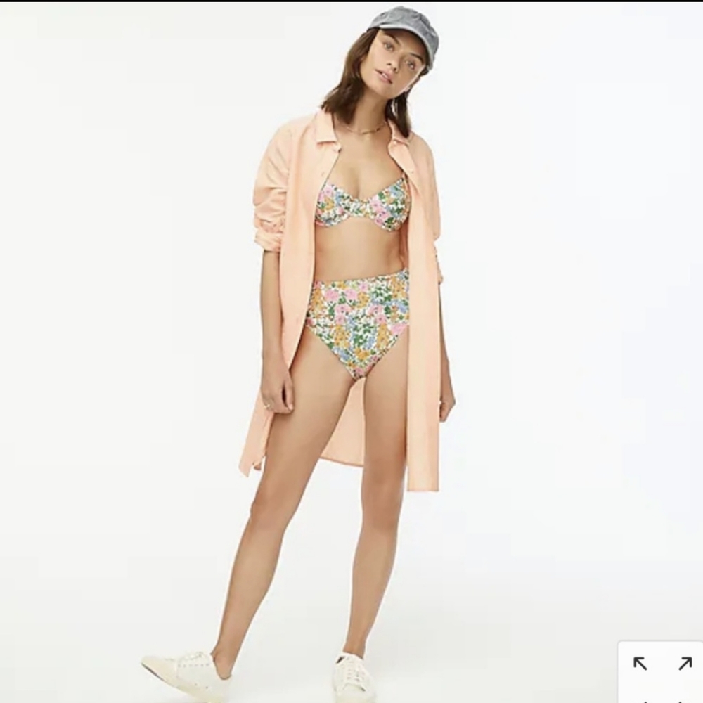 J.Crew Button-up beach cover-up in linen-cotton